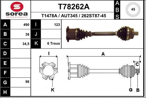 EAI T78262A - Arbre de transmission droxauto.com
