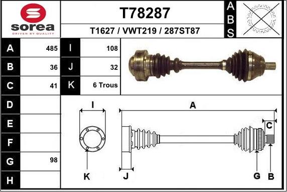 EAI T78287 - Arbre de transmission droxauto.com