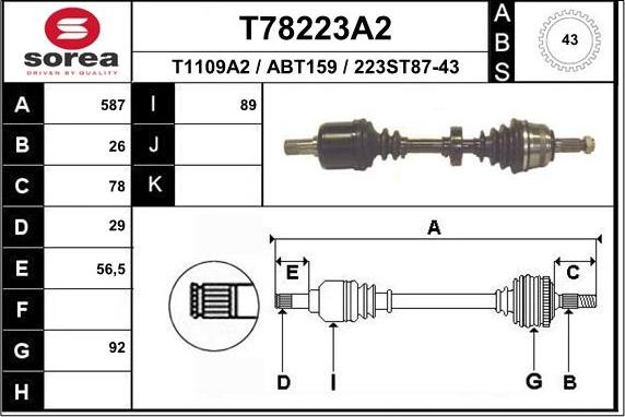 EAI T78223A2 - Arbre de transmission droxauto.com