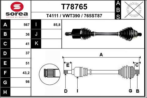EAI T78765 - Arbre de transmission droxauto.com