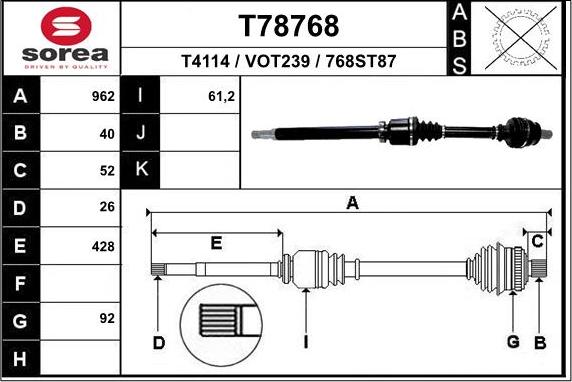 EAI T78768 - Arbre de transmission droxauto.com