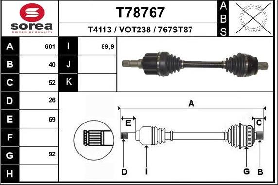 EAI T78767 - Arbre de transmission droxauto.com