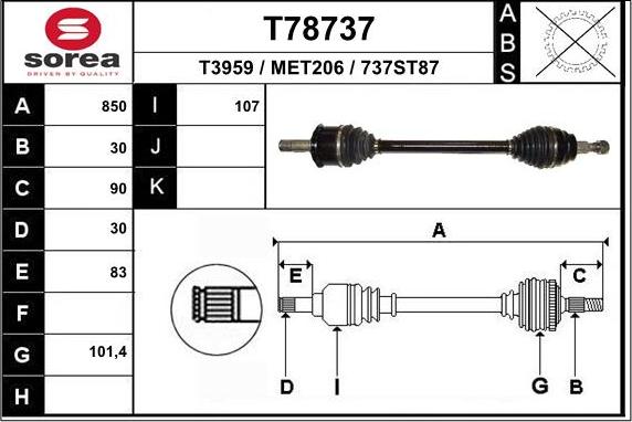 EAI T78737 - Arbre de transmission droxauto.com