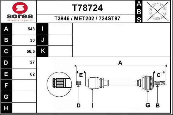 EAI T78724 - Arbre de transmission droxauto.com