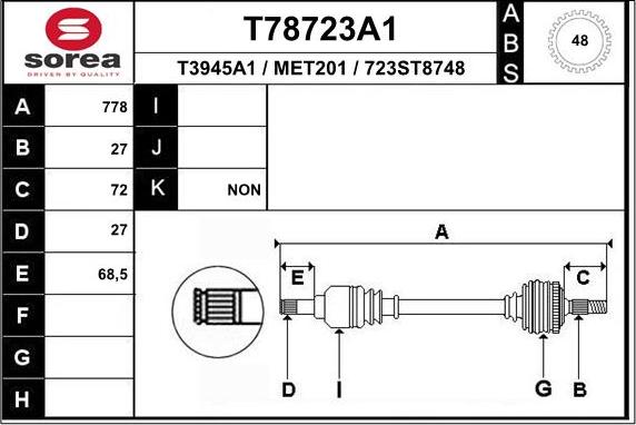 EAI T78723A1 - Arbre de transmission droxauto.com