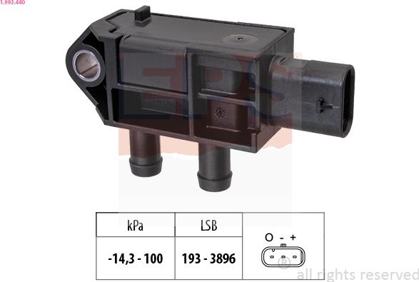 EPS 1.993.440 - Capteur, pression des gaz échappement droxauto.com