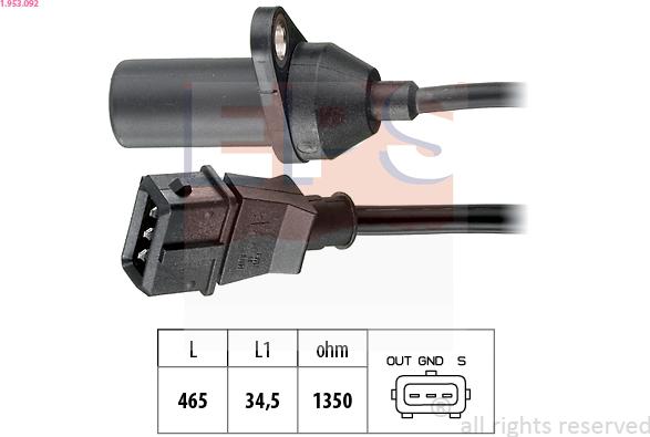 EPS 1.953.092 - Capteur d'angle, vilebrequin droxauto.com