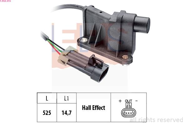 EPS 1.953.315 - Capteur, position d'arbre à cames droxauto.com