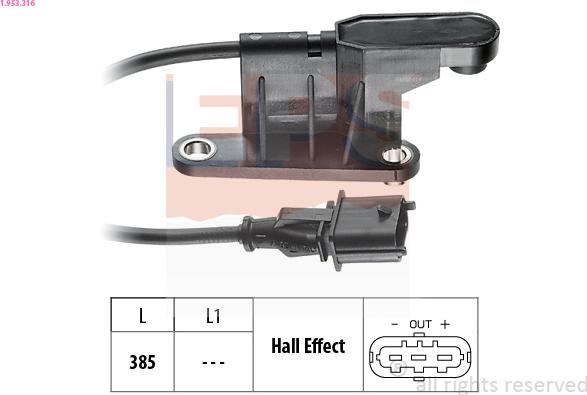 EPS 1.953.316 - Capteur, position d'arbre à cames droxauto.com
