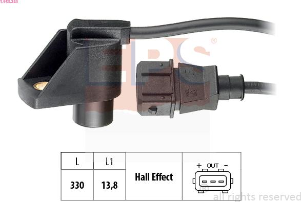EPS 1.953.243 - Capteur, position d'arbre à cames droxauto.com