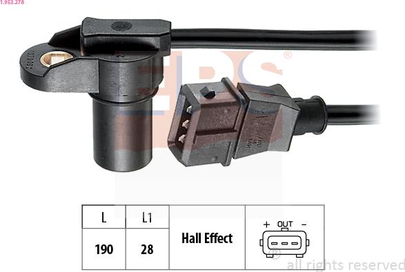 EPS 1.953.278 - Capteur, position d'arbre à cames droxauto.com
