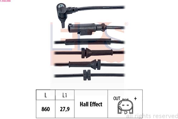 EPS 1.960.098 - Capteur, vitesse de roue droxauto.com