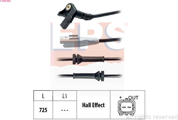 EPS 1.960.092 - Capteur, vitesse de roue droxauto.com