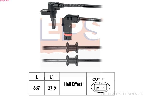 EPS 1.960.202 - Capteur, vitesse de roue droxauto.com