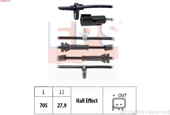 EPS 1.960.212 - Capteur, vitesse de roue droxauto.com