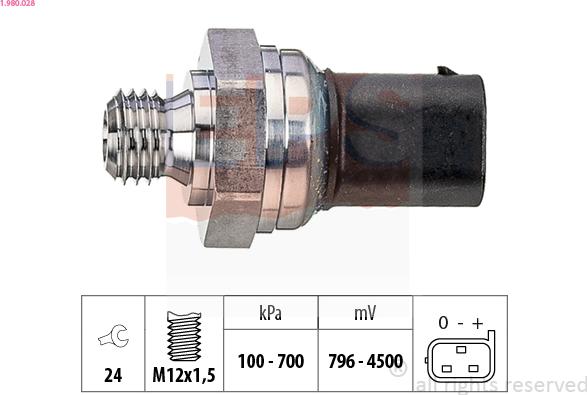 EPS 1.980.028 - Capteur, pression d'huile droxauto.com