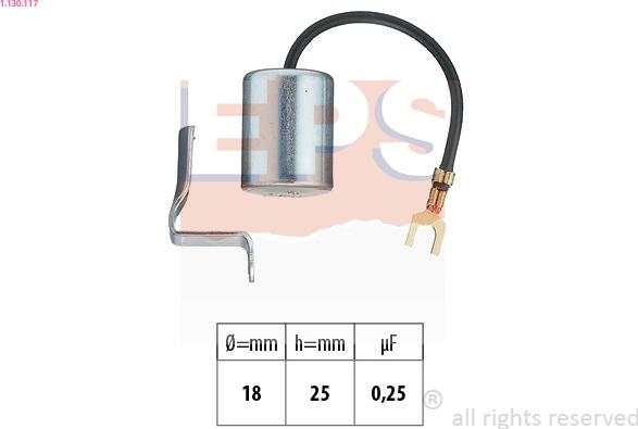 EPS 1.130.117 - Condensateur, système d'allumage droxauto.com