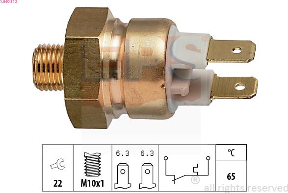 EPS 1.840.112 - Interrupteur de température, ventilateur de radiateur droxauto.com