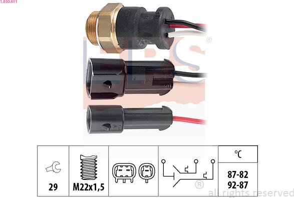 EPS 1.850.611 - Interrupteur de température, ventilateur de radiateur droxauto.com
