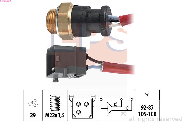 EPS 1.850.627 - Interrupteur de température, ventilateur de radiateur droxauto.com