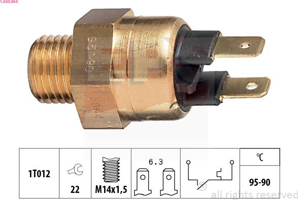 EPS 1.850.064 - Interrupteur de température, ventilateur de radiateur droxauto.com