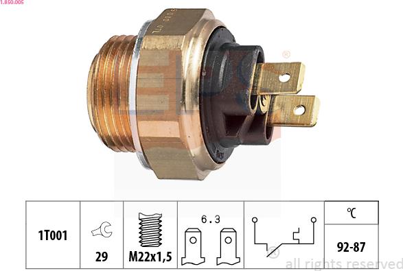 EPS 1.850.005 - Interrupteur de température, ventilateur de radiateur droxauto.com