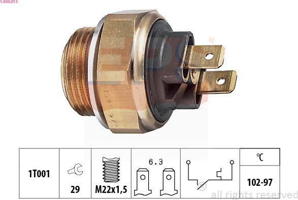 EPS 1.850.013 - Interrupteur de température, ventilateur de radiateur droxauto.com