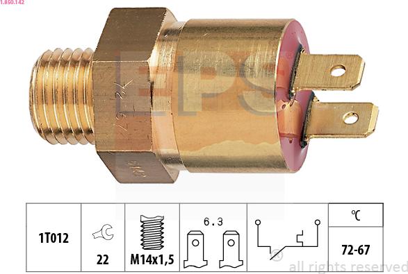 EPS 1.850.142 - Interrupteur de température, ventilateur de radiateur droxauto.com