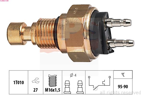EPS 1.850.139 - Interrupteur de température, ventilateur de radiateur droxauto.com