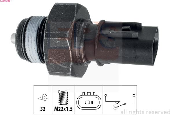 EPS 1.860.308 - Contacteur, feu de recul droxauto.com
