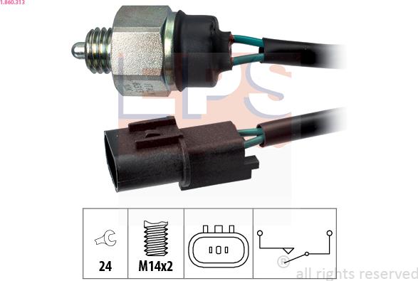 EPS 1.860.313 - Contacteur, feu de recul droxauto.com