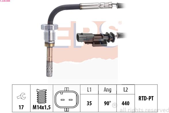 EPS 1.220.088 - Capteur, température des gaz droxauto.com