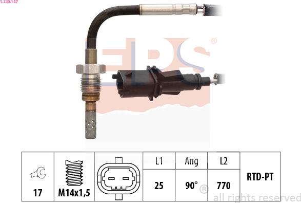 EPS 1.220.147 - Capteur, température des gaz droxauto.com
