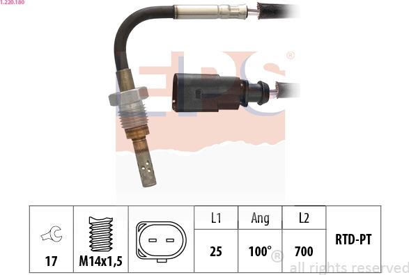 EPS 1.220.180 - Capteur, température des gaz droxauto.com