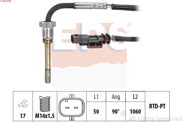EPS 1.220.349 - Capteur, température des gaz droxauto.com