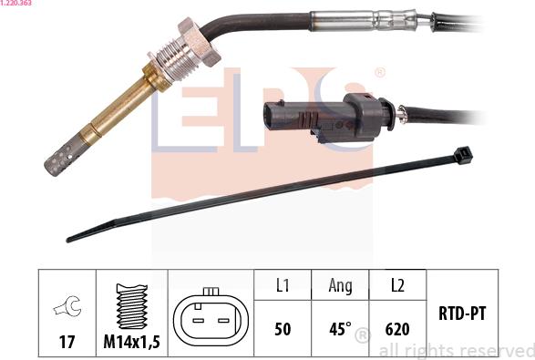 EPS 1.220.363 - Capteur, température des gaz droxauto.com