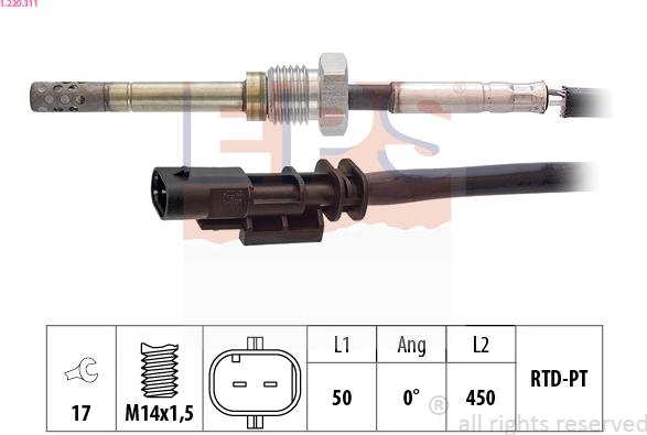 EPS 1.220.311 - Capteur, température des gaz droxauto.com
