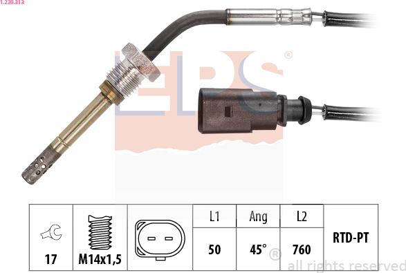 EPS 1.220.313 - Capteur, température des gaz droxauto.com