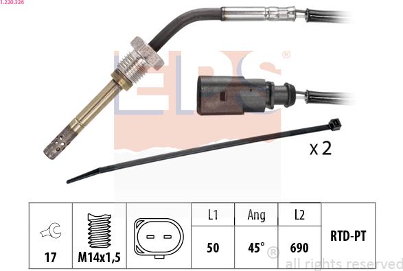 EPS 1.220.326 - Capteur, température des gaz droxauto.com