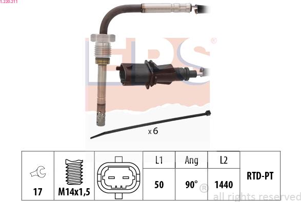 EPS 1.220.211 - Capteur, température des gaz droxauto.com