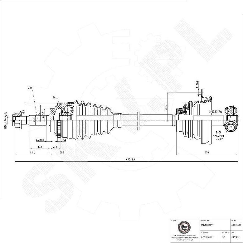 Esen SKV 40SKV402 - Arbre de transmission droxauto.com