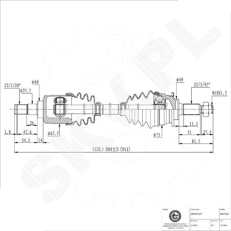 Esen SKV 40SKV424 - Arbre de transmission droxauto.com