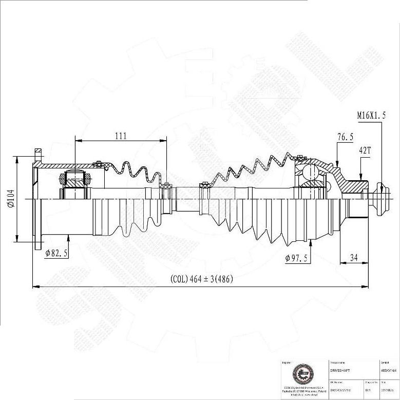 Esen SKV 40SKV164 - Arbre de transmission droxauto.com