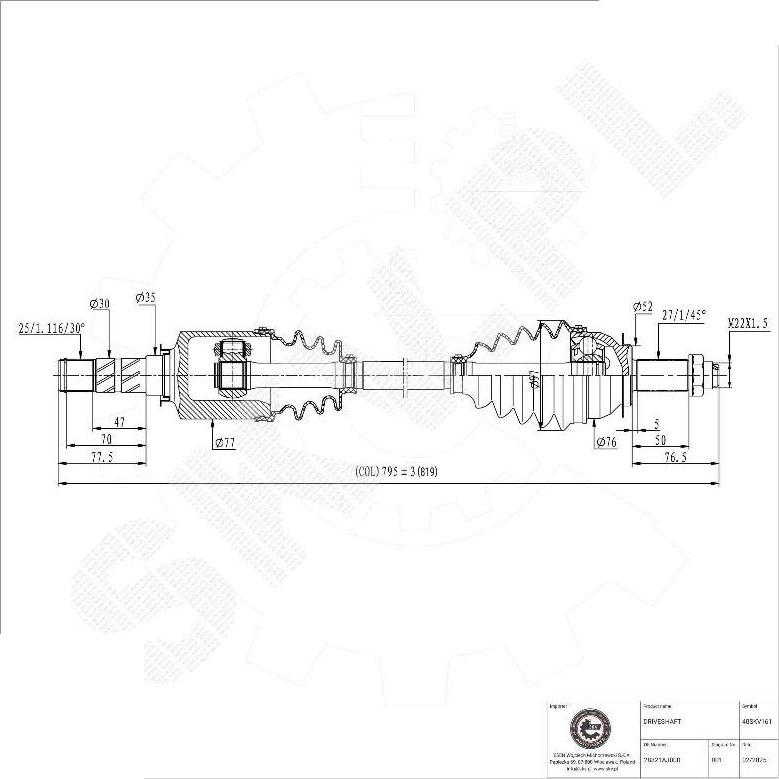 Esen SKV 40SKV161 - Arbre de transmission droxauto.com