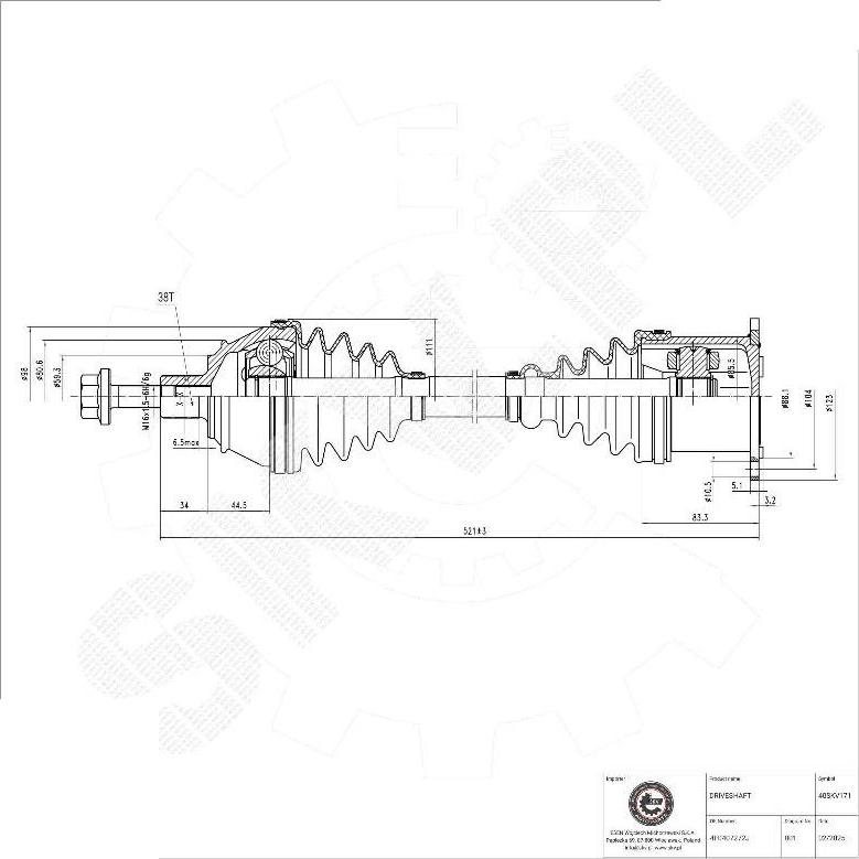 Esen SKV 40SKV171 - Arbre de transmission droxauto.com