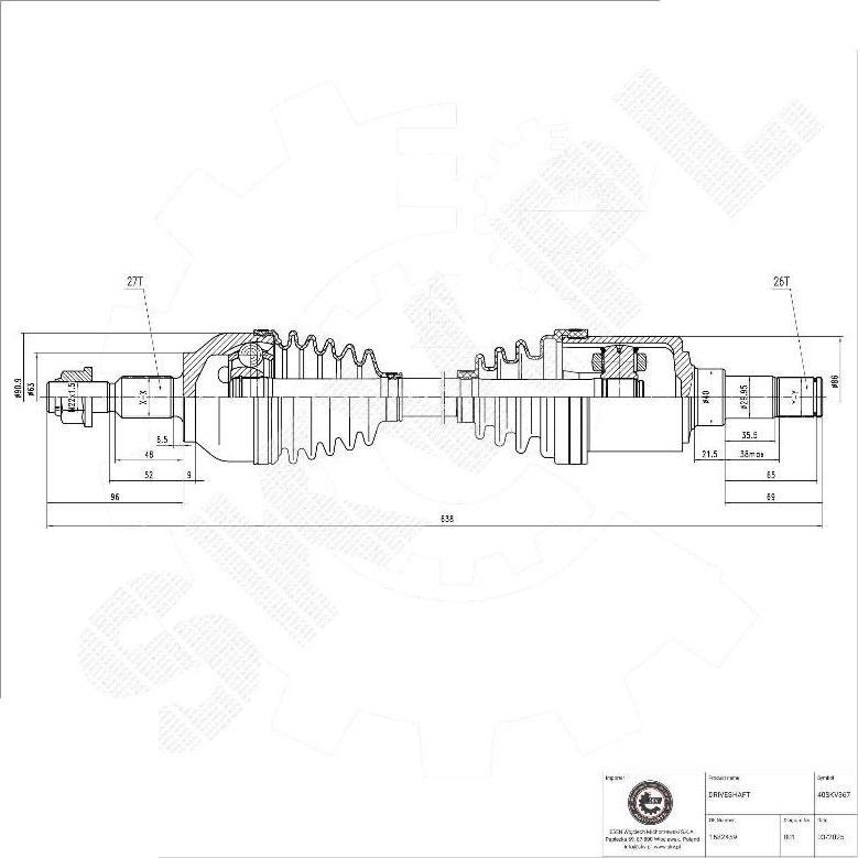 Esen SKV 40SKV367 - Arbre de transmission droxauto.com