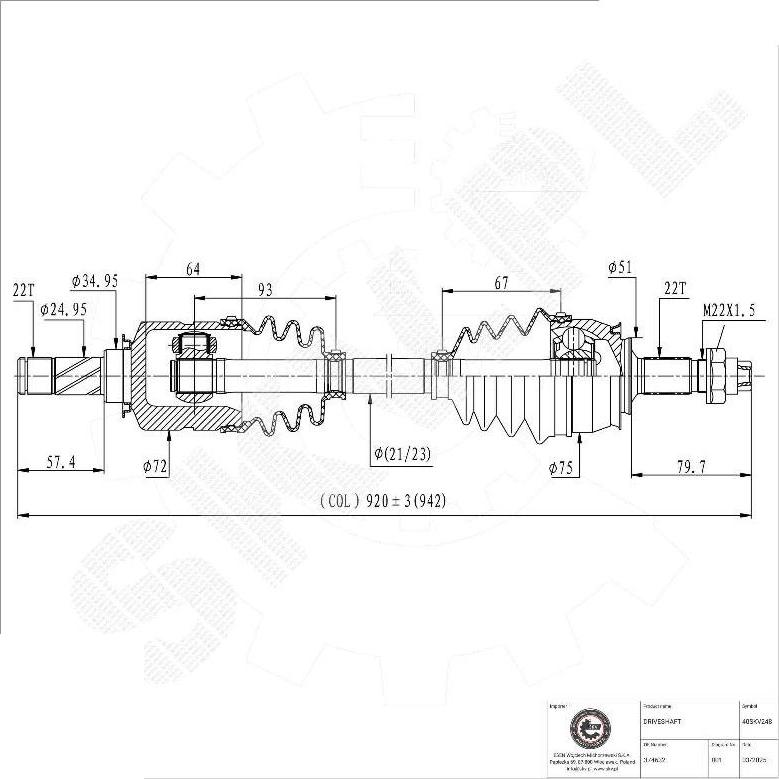 Esen SKV 40SKV248 - Arbre de transmission droxauto.com