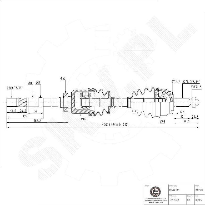 Esen SKV 40SKV257 - Arbre de transmission droxauto.com
