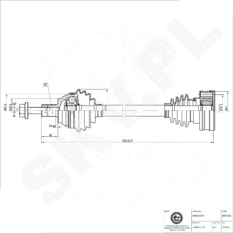 Esen SKV 40SKV260 - Arbre de transmission droxauto.com