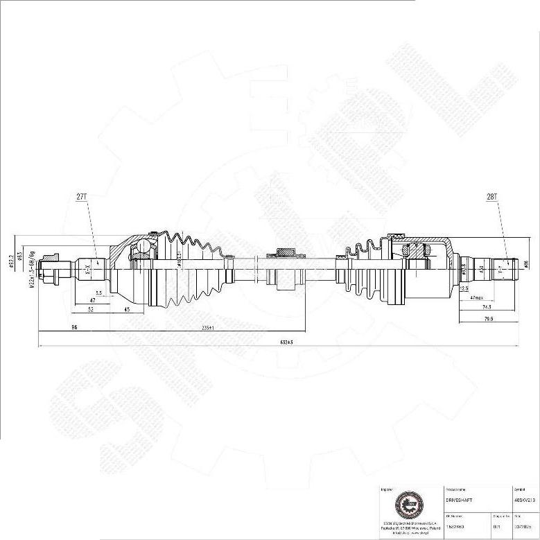 Esen SKV 40SKV213 - Arbre de transmission droxauto.com